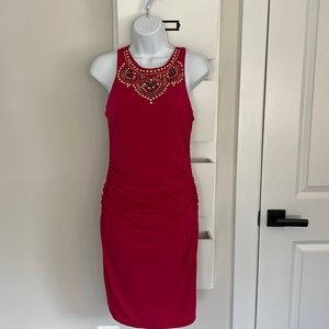 Deep Dark Pink Dress with beads.